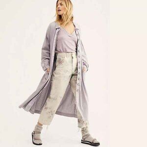 NEW Free People Meet Me In Montauk Duster Jacket Lavender Trench Dress Belted